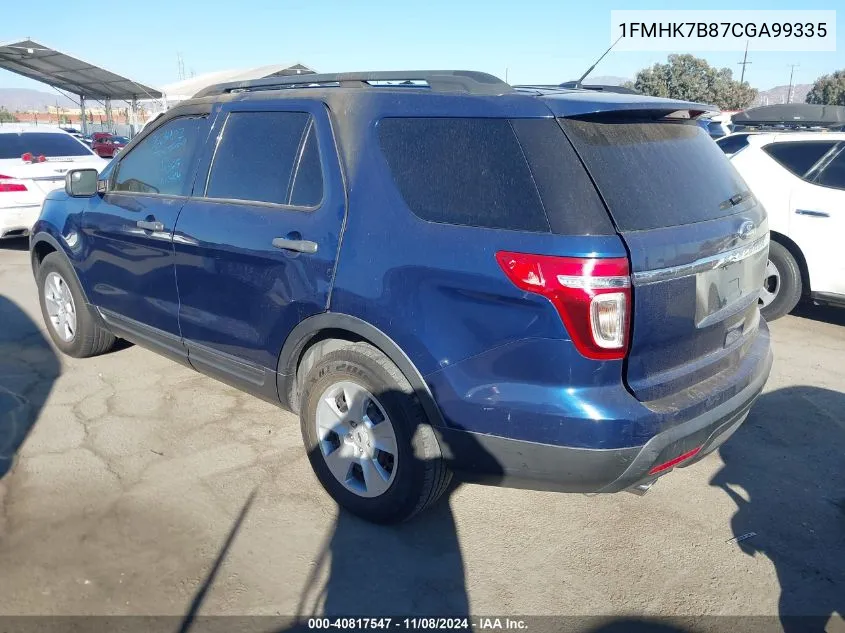 2012 Ford Explorer VIN: 1FMHK7B87CGA99335 Lot: 40817547