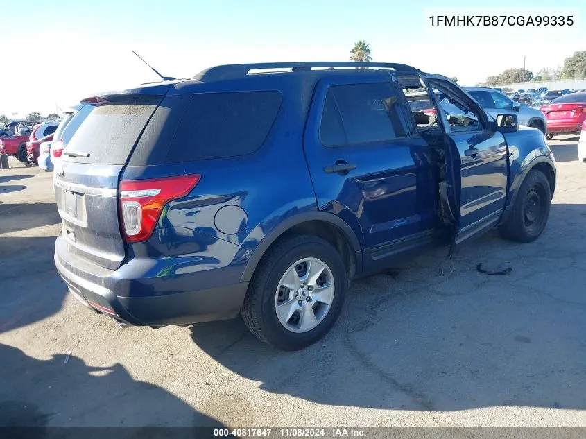 2012 Ford Explorer VIN: 1FMHK7B87CGA99335 Lot: 40817547