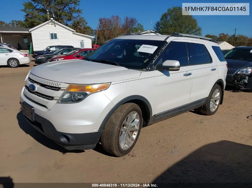 2012 Ford Explorer Limited VIN: 1FMHK7F84CGA01145 Lot: 40848319