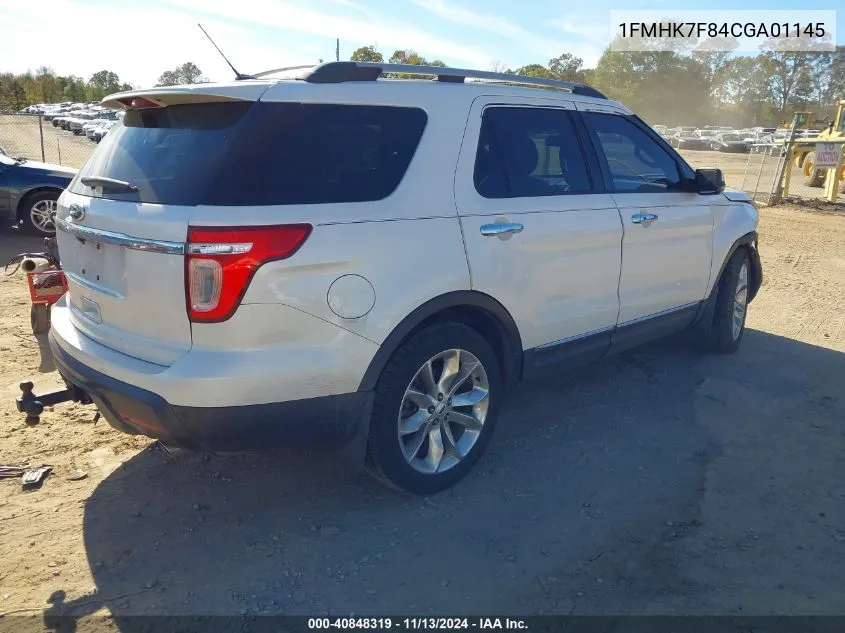 2012 Ford Explorer Limited VIN: 1FMHK7F84CGA01145 Lot: 40848319