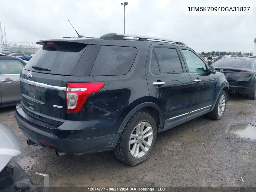 2013 Ford Explorer Xlt VIN: 1FM5K7D94DGA31827 Lot: 12074777