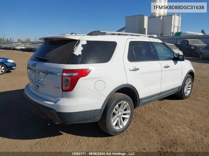 2013 Ford Explorer Xlt VIN: 1FM5K8D88DGC31638 Lot: 12092171