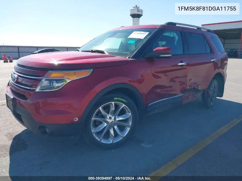 2013 Ford Explorer Limited VIN: 1FM5K8F81DGA11755 Lot: 39394897