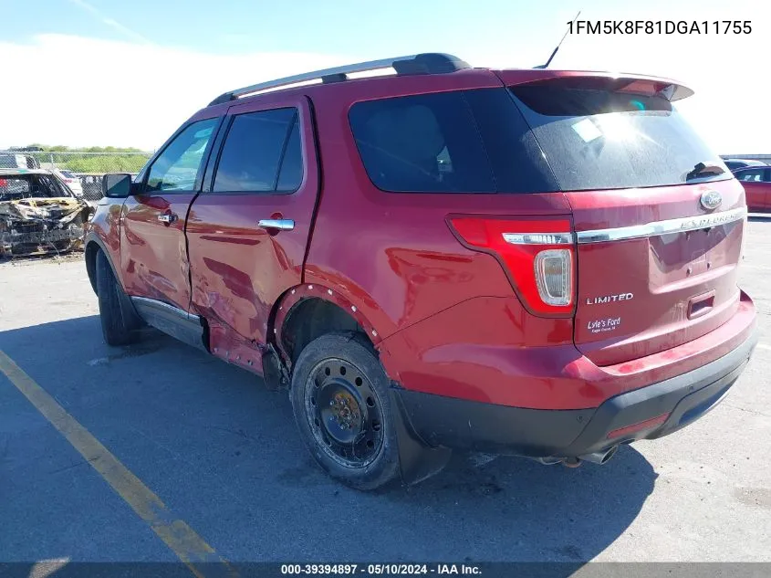 2013 Ford Explorer Limited VIN: 1FM5K8F81DGA11755 Lot: 39394897