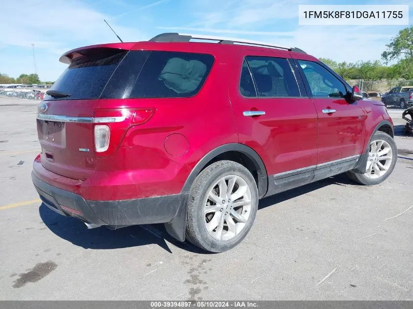 2013 Ford Explorer Limited VIN: 1FM5K8F81DGA11755 Lot: 39394897