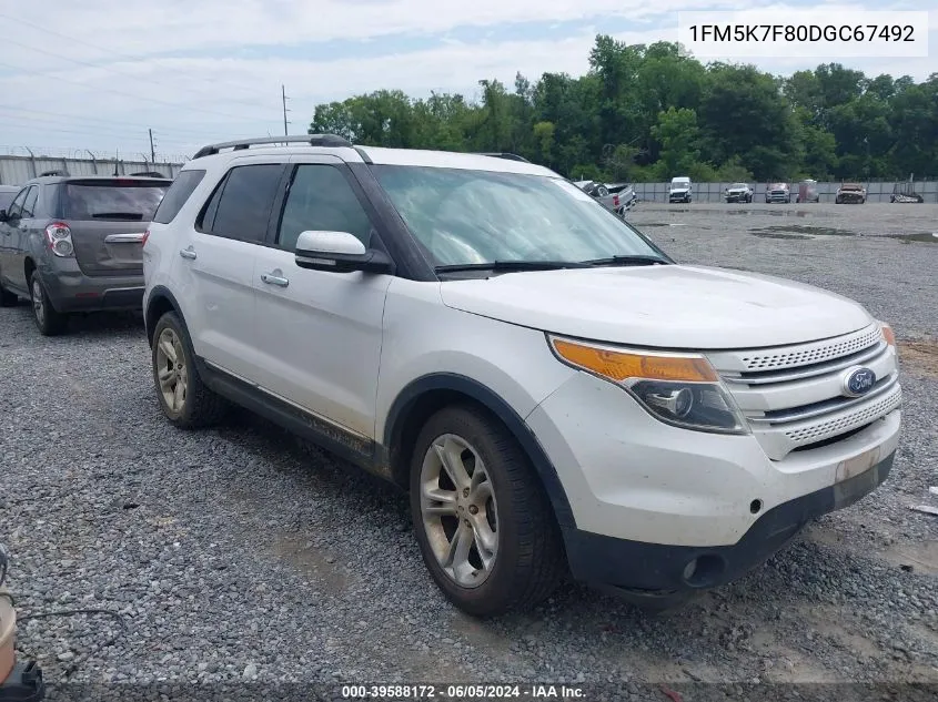 2013 Ford Explorer Limited VIN: 1FM5K7F80DGC67492 Lot: 39588172