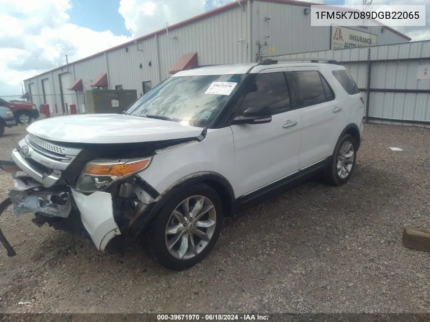 1FM5K7D89DGB22065 2013 Ford Explorer Xlt