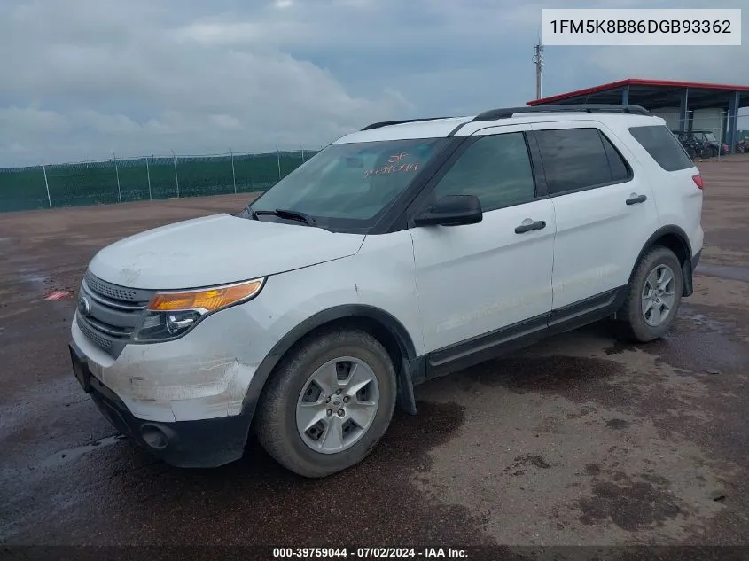 2013 Ford Explorer VIN: 1FM5K8B86DGB93362 Lot: 39759044