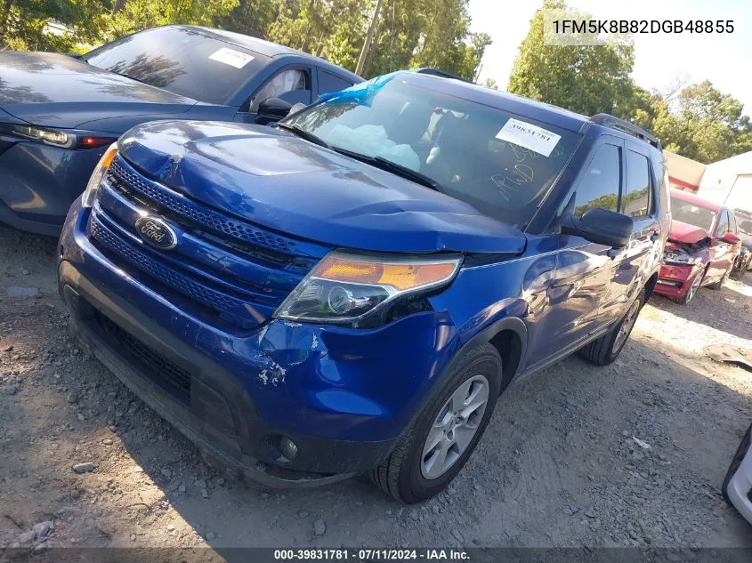 2013 Ford Explorer VIN: 1FM5K8B82DGB48855 Lot: 39831781