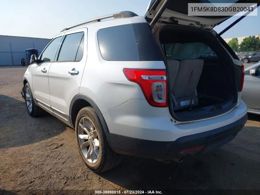 2013 Ford Explorer Xlt VIN: 1FM5K8D83DGB20043 Lot: 39898815