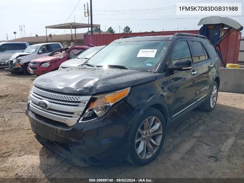 1FM5K7D83DGB31988 2013 Ford Explorer Xlt