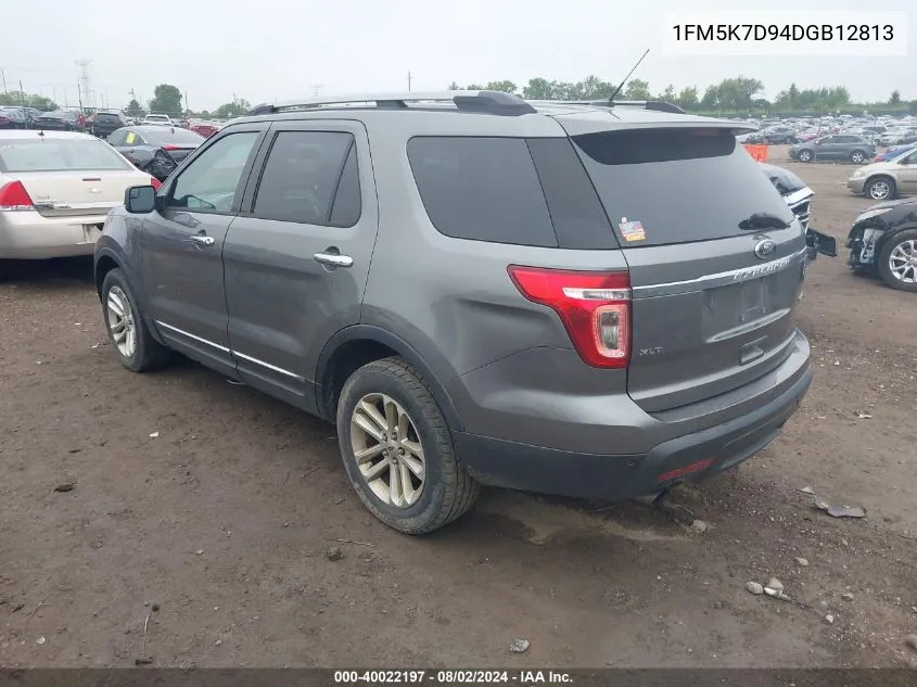 2013 Ford Explorer Xlt VIN: 1FM5K7D94DGB12813 Lot: 40022197