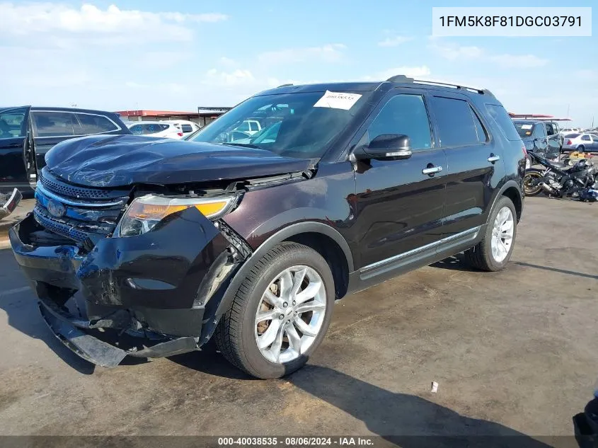 2013 Ford Explorer Limited VIN: 1FM5K8F81DGC03791 Lot: 40038535