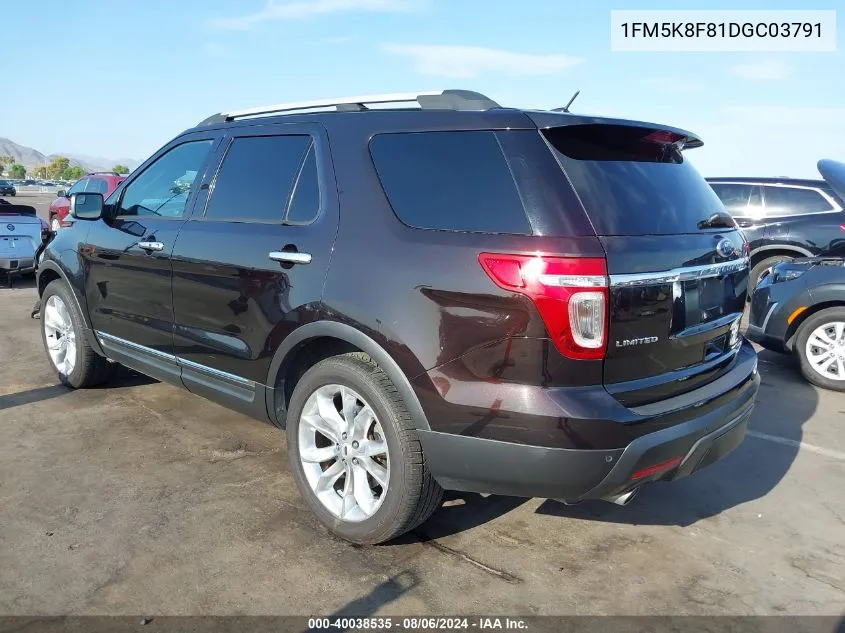 2013 Ford Explorer Limited VIN: 1FM5K8F81DGC03791 Lot: 40038535