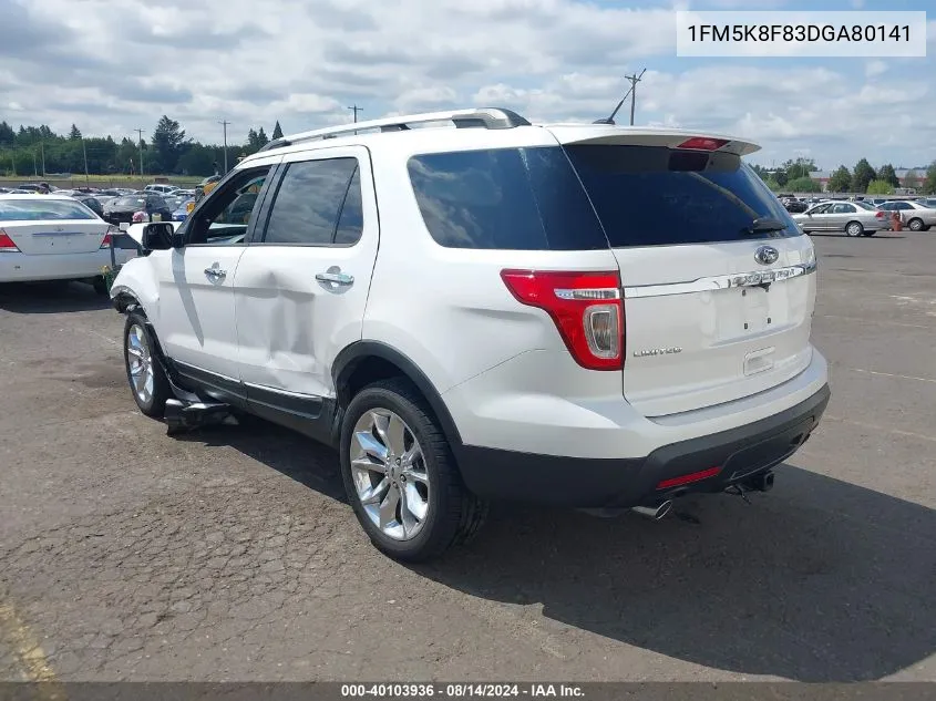 2013 Ford Explorer Limited VIN: 1FM5K8F83DGA80141 Lot: 40103936