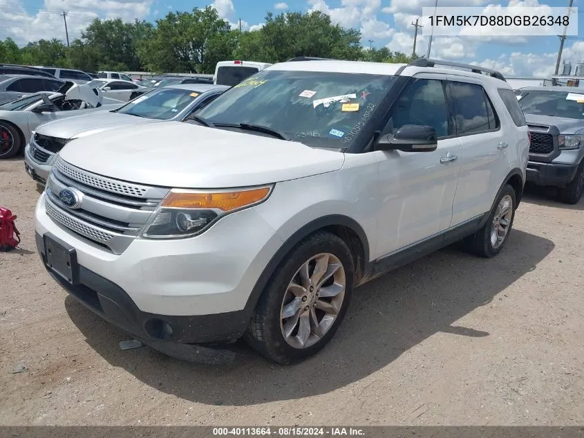 2013 Ford Explorer Xlt VIN: 1FM5K7D88DGB26348 Lot: 40113664