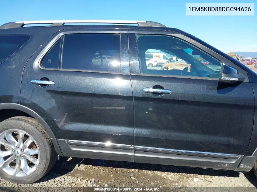 2013 Ford Explorer Xlt VIN: 1FM5K8D88DGC94626 Lot: 40126914