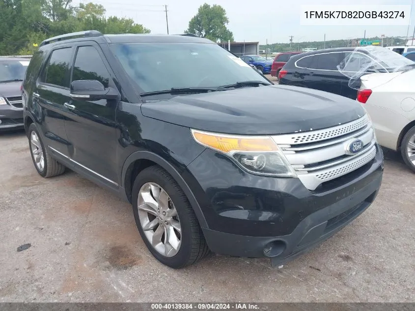 2013 Ford Explorer Xlt VIN: 1FM5K7D82DGB43274 Lot: 40139384