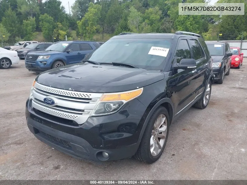 2013 Ford Explorer Xlt VIN: 1FM5K7D82DGB43274 Lot: 40139384