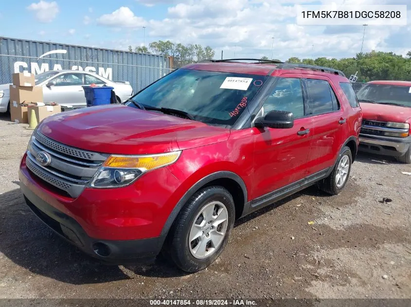 2013 Ford Explorer VIN: 1FM5K7B81DGC58208 Lot: 40147854