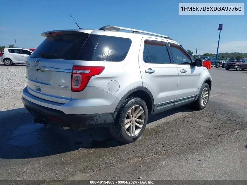 2013 Ford Explorer Xlt VIN: 1FM5K7D8XDGA97760 Lot: 40154669