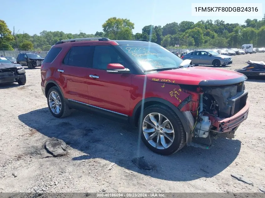 1FM5K7F80DGB24316 2013 Ford Explorer Limited