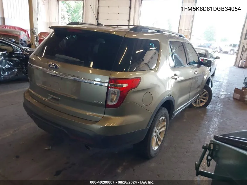 2013 Ford Explorer Xlt VIN: 1FM5K8D81DGB34054 Lot: 40200007