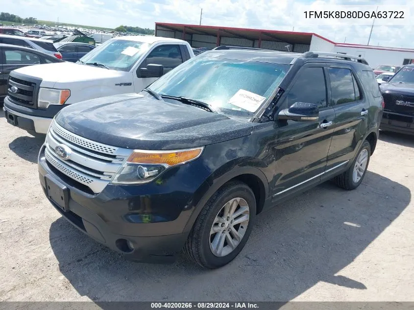 2013 Ford Explorer Xlt VIN: 1FM5K8D80DGA63722 Lot: 40200266