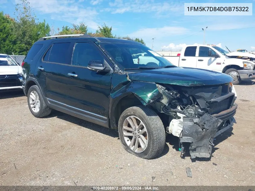 2013 Ford Explorer Xlt VIN: 1FM5K7D84DGB75322 Lot: 40208972