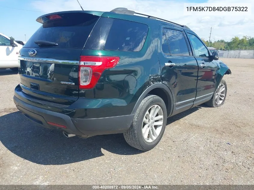 2013 Ford Explorer Xlt VIN: 1FM5K7D84DGB75322 Lot: 40208972