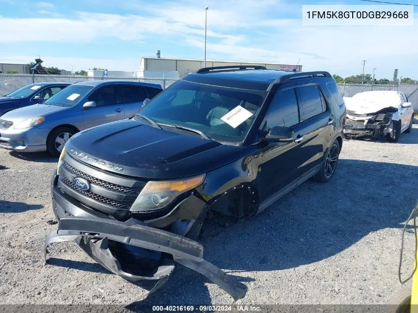 2013 Ford Explorer Sport VIN: 1FM5K8GT0DGB29668 Lot: 40216169