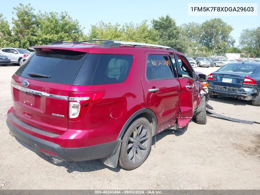 2013 Ford Explorer Limited VIN: 1FM5K7F8XDGA29603 Lot: 40243484