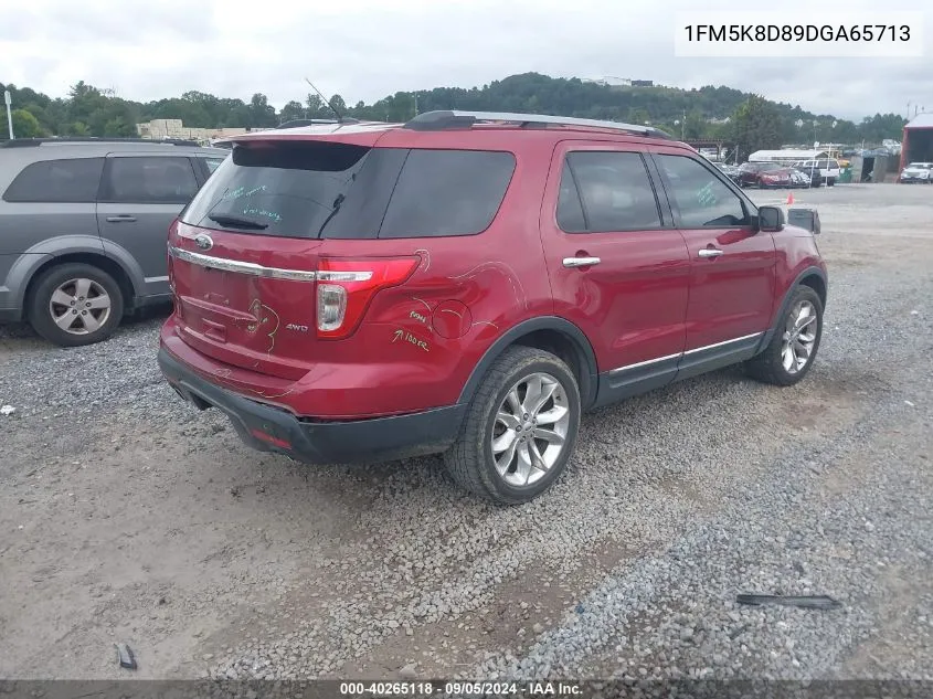 2013 Ford Explorer Xlt VIN: 1FM5K8D89DGA65713 Lot: 40265118