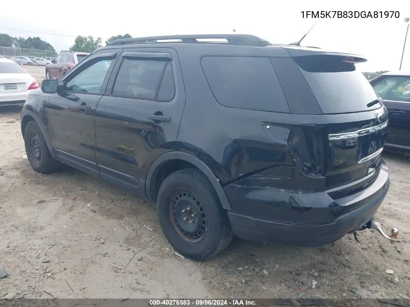 2013 Ford Explorer VIN: 1FM5K7B83DGA81970 Lot: 40276583