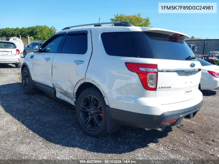 2013 Ford Explorer Limited VIN: 1FM5K7F89DGC24981 Lot: 40279986