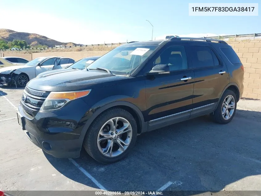 2013 Ford Explorer Limited VIN: 1FM5K7F83DGA38417 Lot: 40298656