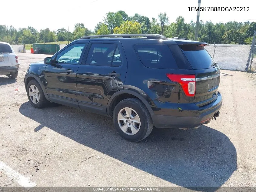 2013 Ford Explorer VIN: 1FM5K7B88DGA20212 Lot: 40310524