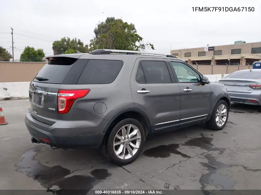 1FM5K7F91DGA67150 2013 Ford Explorer Limited