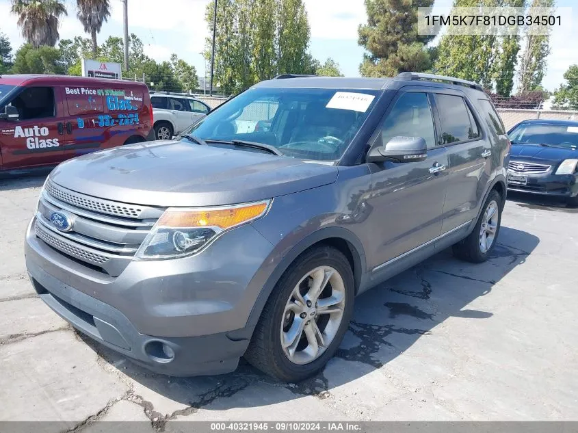 2013 Ford Explorer Limited VIN: 1FM5K7F81DGB34501 Lot: 40321945