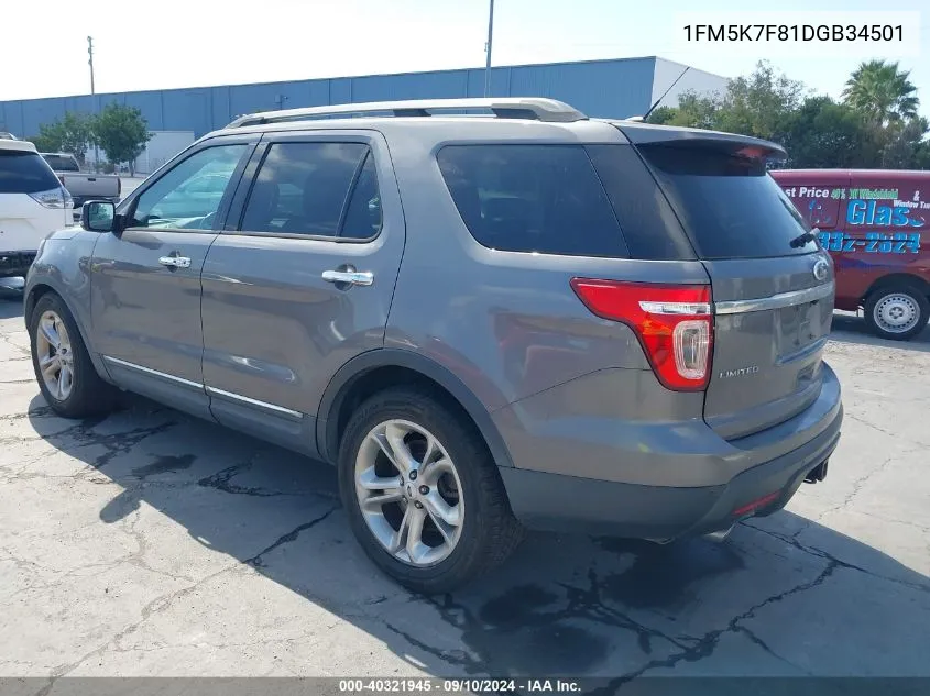 2013 Ford Explorer Limited VIN: 1FM5K7F81DGB34501 Lot: 40321945