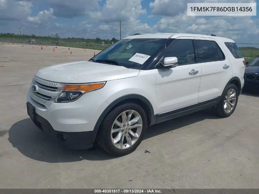 1FM5K7F86DGB14356 2013 Ford Explorer Limited