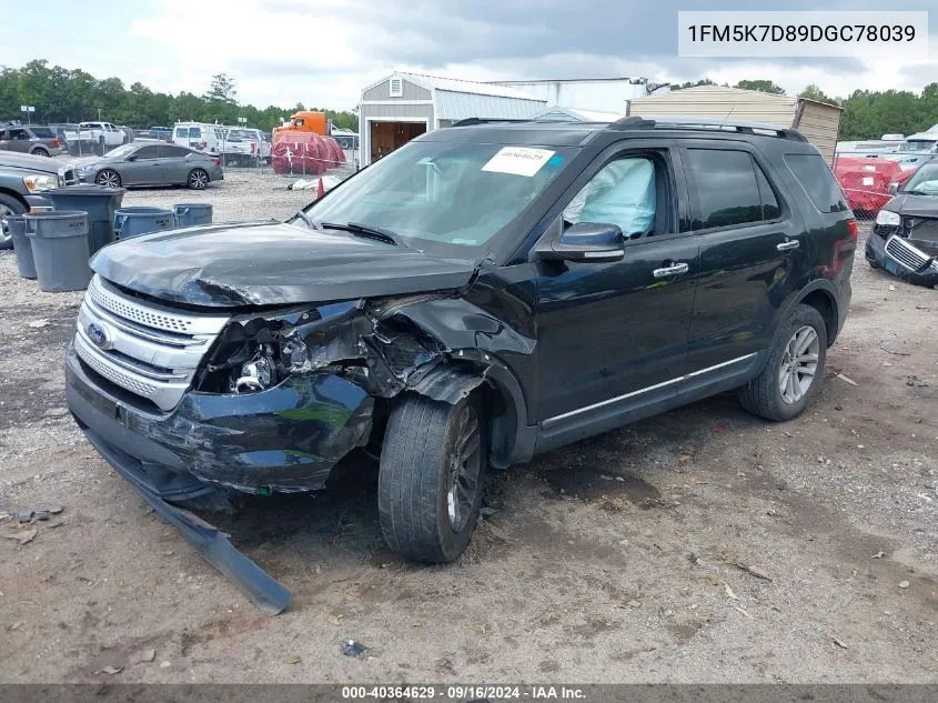 2013 Ford Explorer Xlt VIN: 1FM5K7D89DGC78039 Lot: 40364629