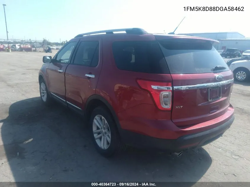 2013 Ford Explorer Xlt VIN: 1FM5K8D88DGA58462 Lot: 40364723