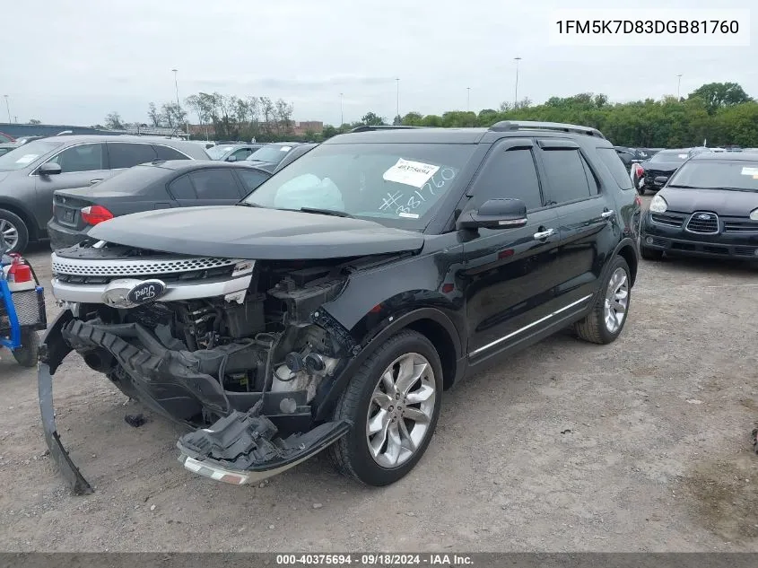 1FM5K7D83DGB81760 2013 Ford Explorer Xlt