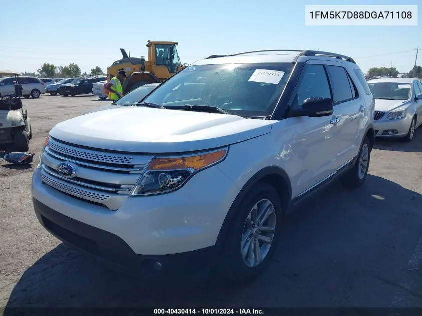 2013 Ford Explorer Xlt VIN: 1FM5K7D88DGA71108 Lot: 40430414