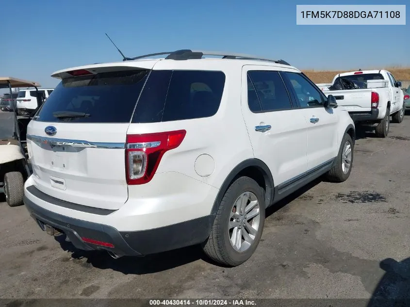 2013 Ford Explorer Xlt VIN: 1FM5K7D88DGA71108 Lot: 40430414