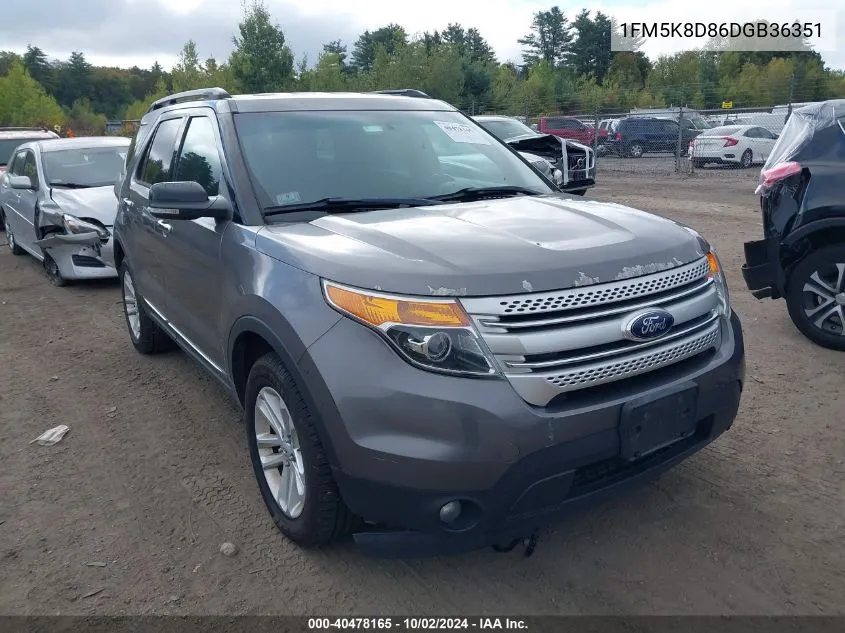 2013 Ford Explorer Xlt VIN: 1FM5K8D86DGB36351 Lot: 40478165