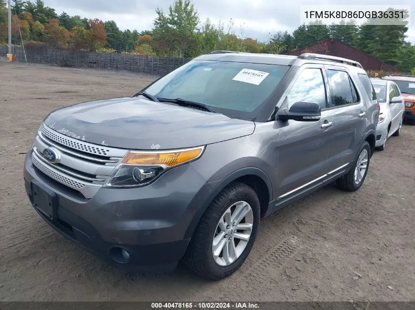 2013 Ford Explorer Xlt VIN: 1FM5K8D86DGB36351 Lot: 40478165