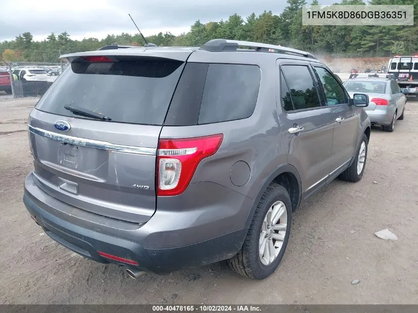 2013 Ford Explorer Xlt VIN: 1FM5K8D86DGB36351 Lot: 40478165