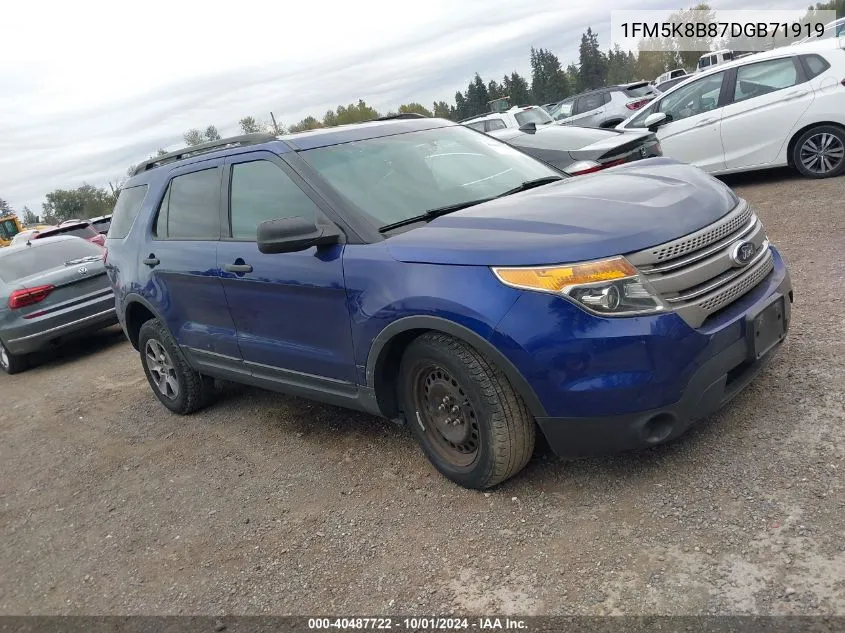 2013 Ford Explorer VIN: 1FM5K8B87DGB71919 Lot: 40487722